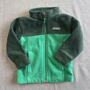 Columbia Jacket Infant Green Fleece Full Zip Lightweight Outdoor Coat 12-18 M